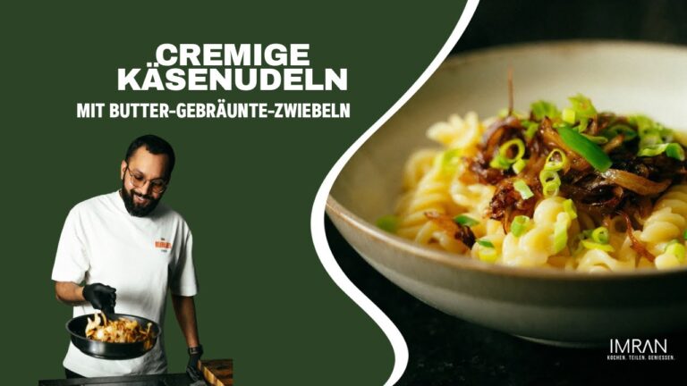 Cremige Käsenudeln mit Butter-Zwiebeln & Frühlingslauch