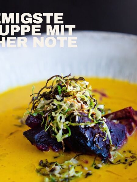 Kürbissuppe mit asiatischer Note, Roter Bete & Rosenkohl