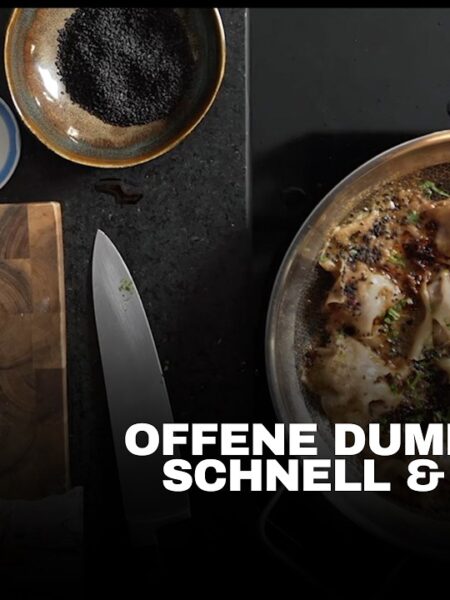 Offene Dumplings mit Rinderhack, Habanero & Miso